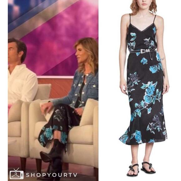 NWT The Kooples 90’s Slip Dress Black Blue Floral US "2" M Grunge ASO THE TALK - Picture 4 of 14